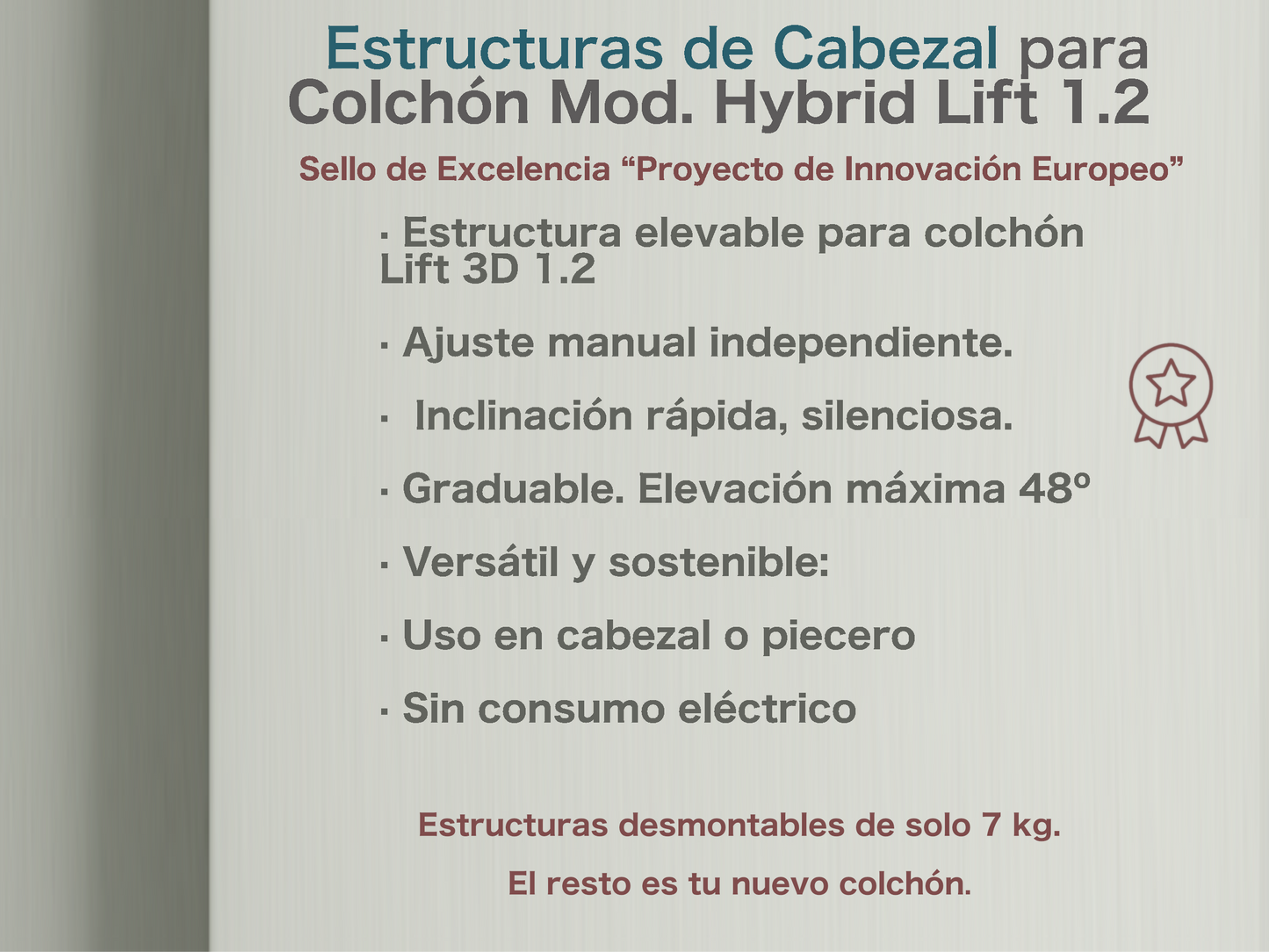 ESTRUCTURA DE CABEZAL PARA COLCHÓN LIFT 1.2 · 21cm