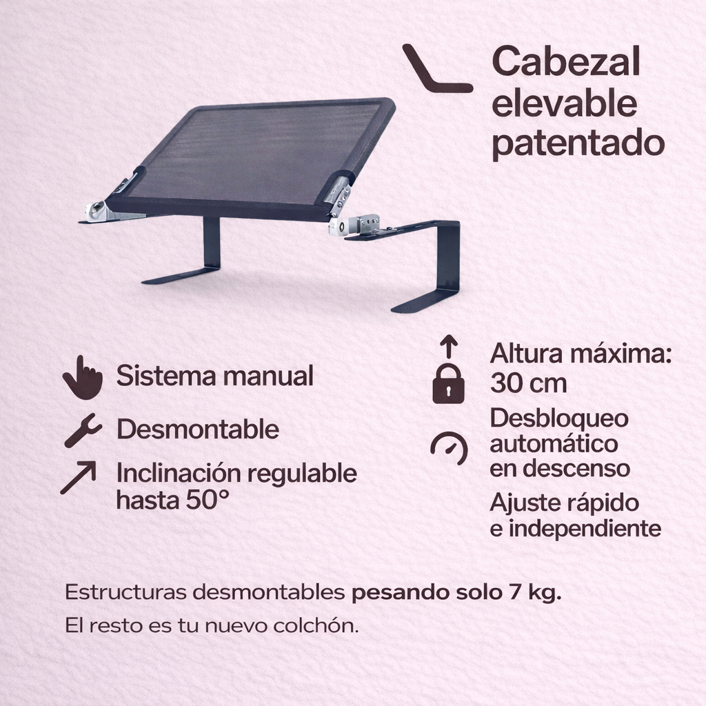 ESTRUCTURA DE CABEZAL PARA COLCHÓN LIFT 1.2  · 21cm