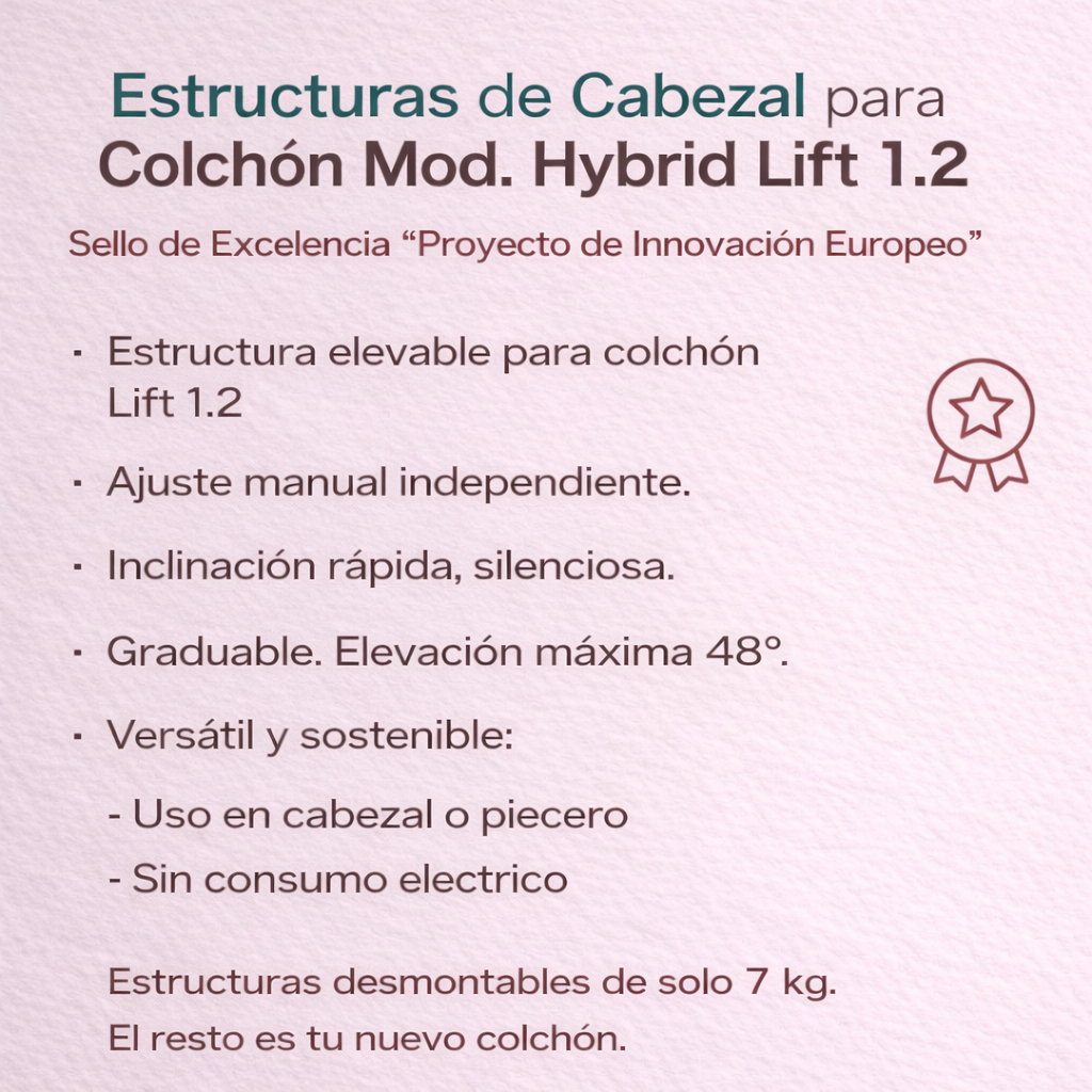 ESTRUCTURA DE CABEZAL PARA COLCHÓN LIFT 1.2  · 21cm